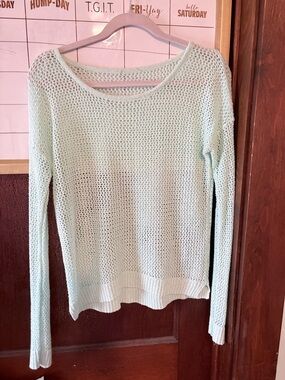 Light Mint Open-Knit Women's Sweater